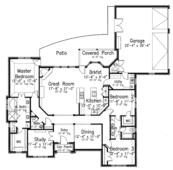Architectural House Design - Traditional Floor Plan - Main Floor Plan #52-271