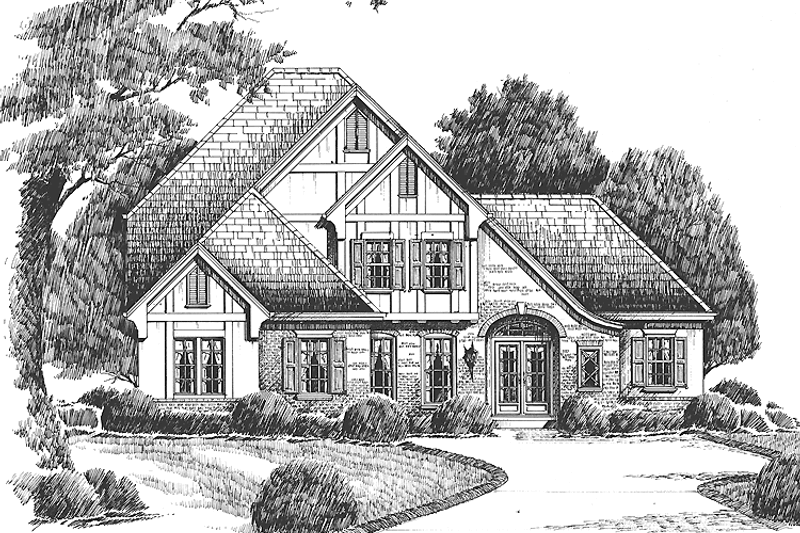 Architectural House Design - Tudor Exterior - Front Elevation Plan #429-229