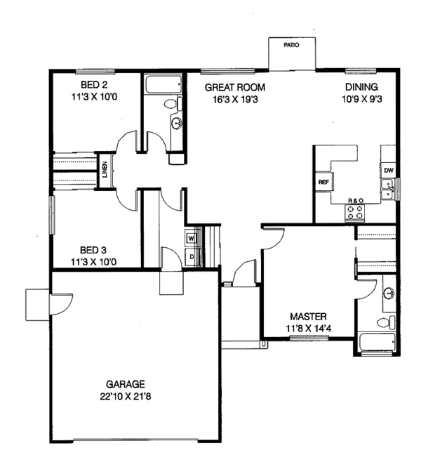 House Design - Ranch Floor Plan - Main Floor Plan #60-655