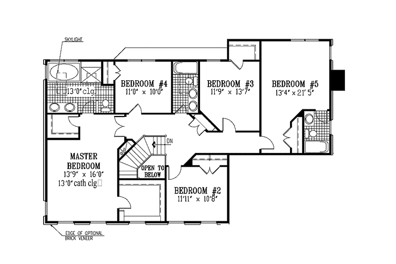 Architectural House Design - Floor Plan - Upper Floor for Classical House Plan #953-26 - 5 bed, 3.5 bath