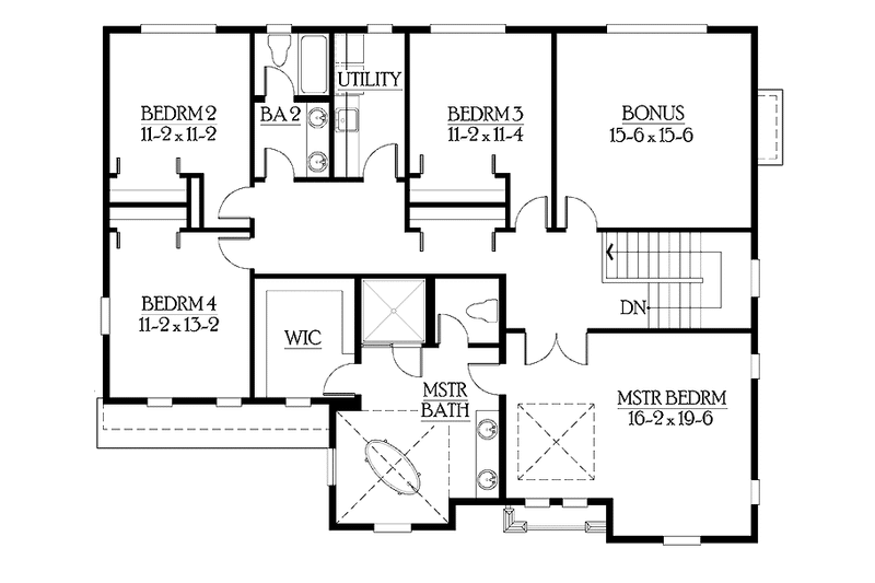 Home Plan - Floor Plan - Upper Floor for Craftsman House Plan #132-418 - 4 bed, 3 bath