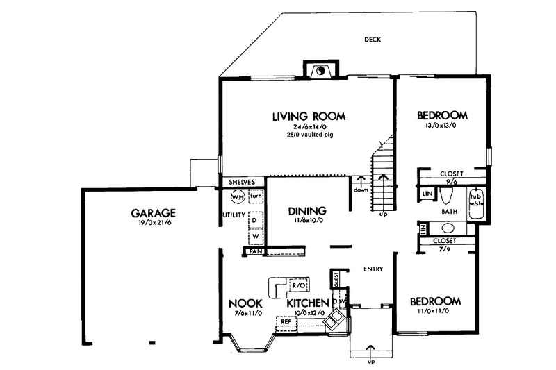 Home Plan - Floor Plan - Main Floor for Contemporary House Plan #320-785 - 3 bed, 2 bath