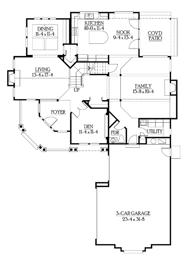 Architectural House Design - Craftsman Floor Plan - Main Floor Plan #132-318