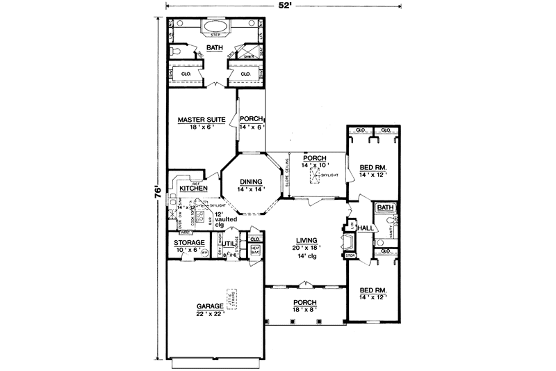 Home Plan - Floor Plan - Main Floor for European House Plan #45-476 - 3 bed, 2 bath