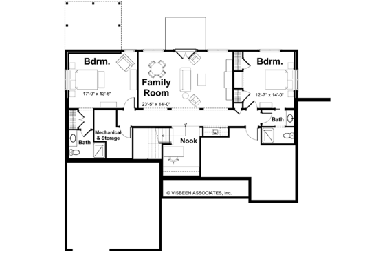 Floor Plan - Lower Floor for Craftsman House Plan #928-80 - 3 bed, 3.5 bath