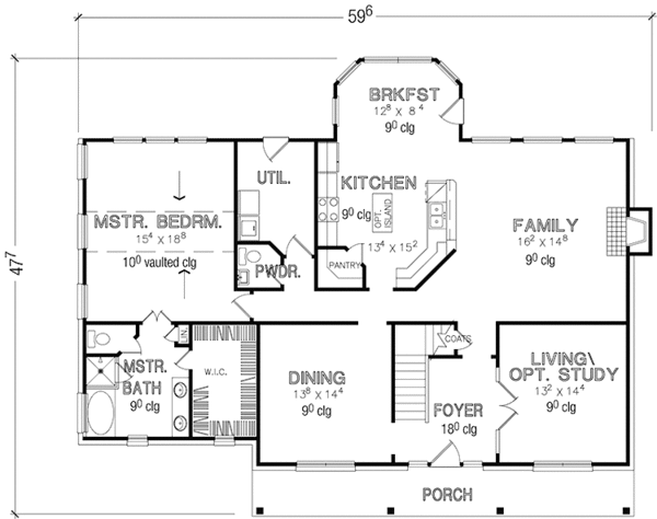 House Plan Design - Colonial Floor Plan - Main Floor Plan #472-324