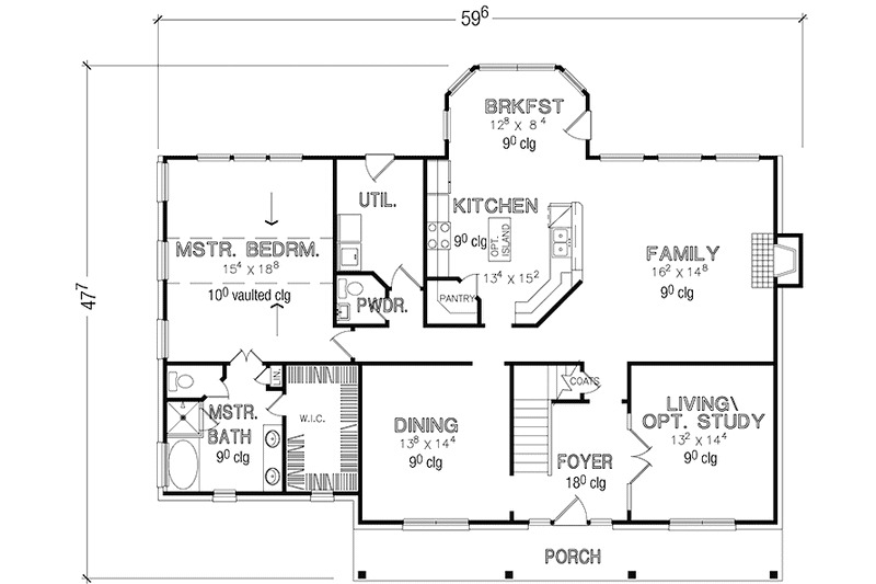 Home Plan - Floor Plan - Main Floor for Colonial House Plan #472-324 - 4 bed, 3.5 bath