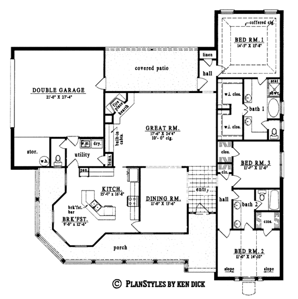 Architectural House Design - Ranch Floor Plan - Main Floor Plan #42-477
