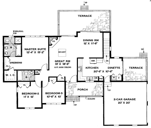 House Design - Country Floor Plan - Main Floor Plan #456-68