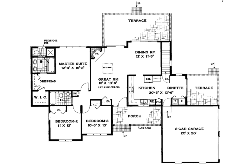 Home Plan - Floor Plan - Main Floor for Country House Plan #456-68 - 3 bed, 2 bath