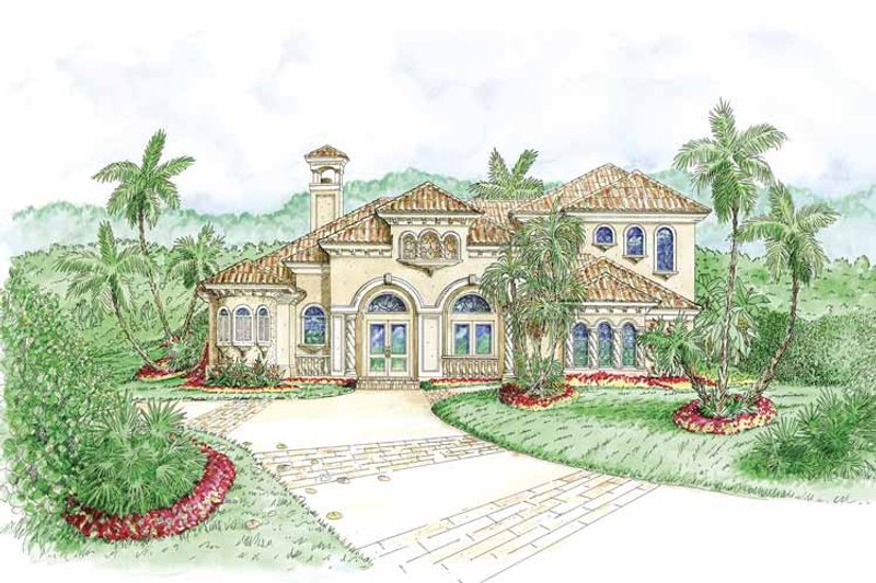 Home Plan - Exterior - Front Elevation 3 for Mediterranean House Plan #1017-99 - 3 bed, 3 bath