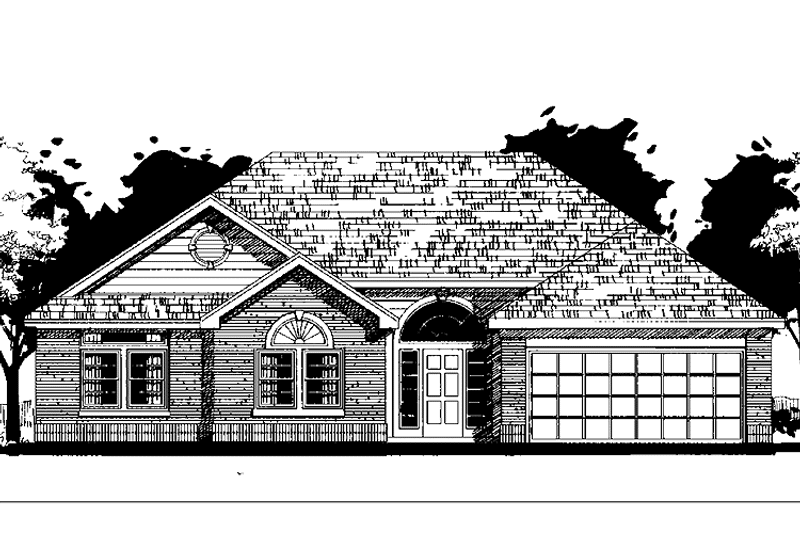 Home Plan - Exterior - Front Elevation 3 for Ranch House Plan #300-136 - 3 bed, 2.5 bath