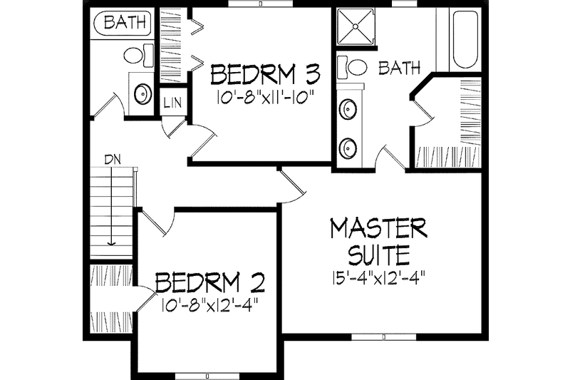 Dream House Plan - Floor Plan - Upper Floor for Tudor House Plan #51-708 - 3 bed, 2.5 bath