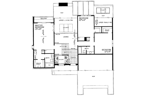 Floor Plan - Upper Floor for Contemporary House Plan #72-771 - 3 bed, 2.5 bath