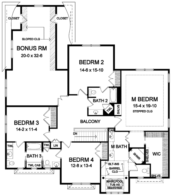 Dream House Plan - Traditional Floor Plan - Upper Floor Plan #328-430