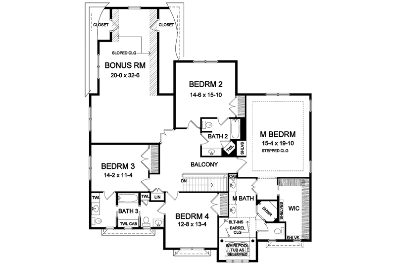 Dream House Plan - Floor Plan - Upper Floor for Traditional House Plan #328-430 - 4 bed, 3.5 bath