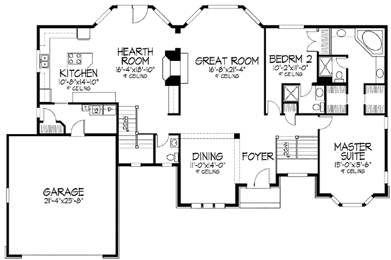 Home Plan - Floor Plan - Main Floor for Country House Plan #51-724 - 2 bed, 2.5 bath