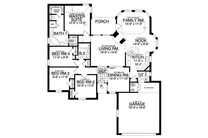 Dream House Plan - Floor Plan - Main Floor for Traditional House Plan #40-457 - 4 bed, 2 bath