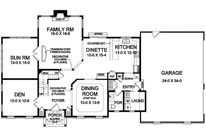 Home Plan - Floor Plan - Main Floor for Classical House Plan #328-362 - 4 bed, 2.5 bath