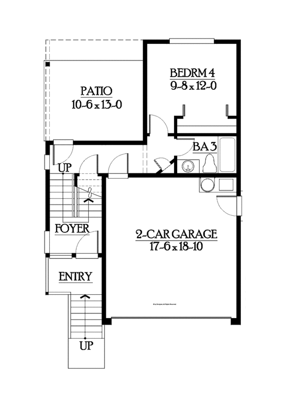 Architectural House Design - Craftsman Floor Plan - Lower Floor Plan #132-558