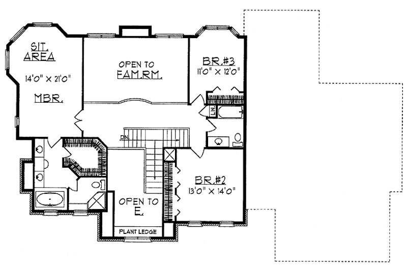 Home Plan - Floor Plan - Upper Floor for Colonial House Plan #70-1323 - 3 bed, 3 bath