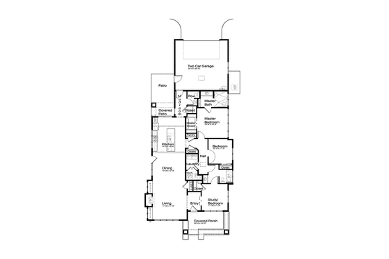 Floor Plan - Main Floor for Prairie House Plan #895-70 - 3 bed, 2.5 bath