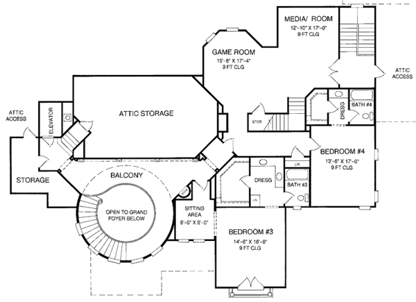 House Blueprint - European Floor Plan - Upper Floor Plan #952-208