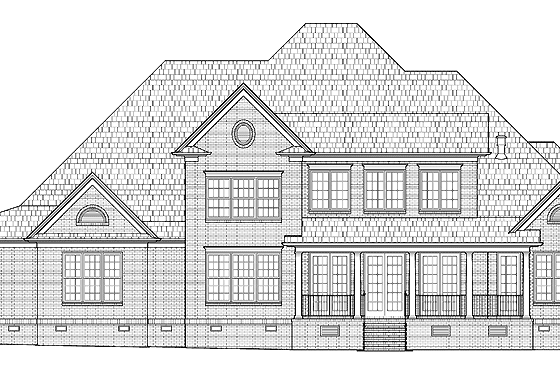 Exterior - Rear Elevation for Traditional House Plan #1054-3 - 5 bed, 5 bath