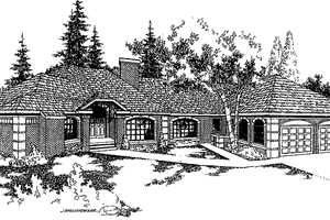 European Exterior - Front Elevation Plan #60-837