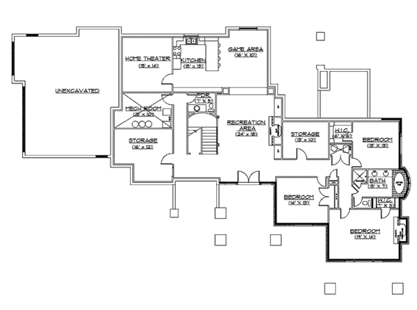 House Plan Design - Craftsman Floor Plan - Lower Floor Plan #945-66