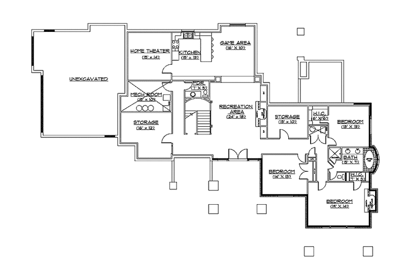 Home Plan - Floor Plan - Lower Floor for Craftsman House Plan #945-66 - 2 bed, 2.5 bath