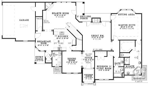 Home Plan - Mediterranean Floor Plan - Main Floor Plan #17-3170