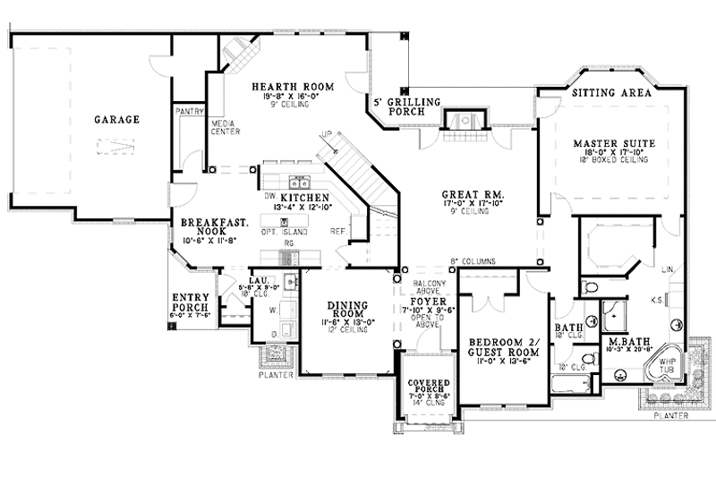 Dream House Plan - Floor Plan - Main Floor for Mediterranean House Plan #17-3170 - 4 bed, 3 bath