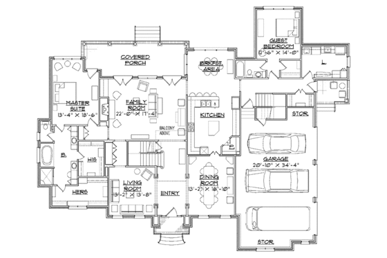 Floor Plan - Main Floor for Traditional House Plan #1054-3 - 5 bed, 5 bath