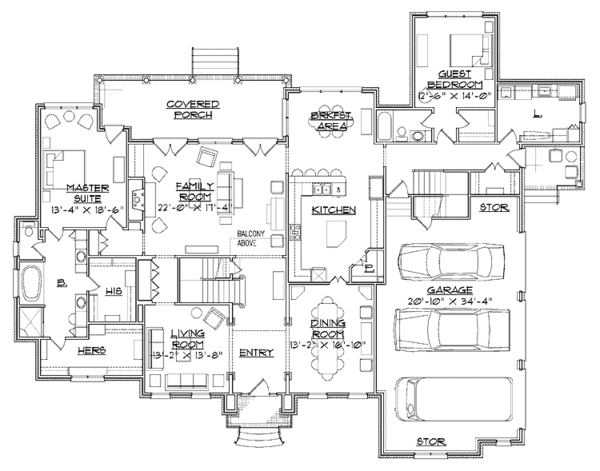 Traditional Floor Plan - Main Floor Plan #1054-3