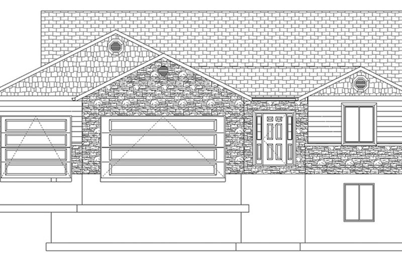 Architectural House Design - Exterior - Front Elevation 7 for Ranch House Plan #1060-12 - 5 bed, 3.5 bath