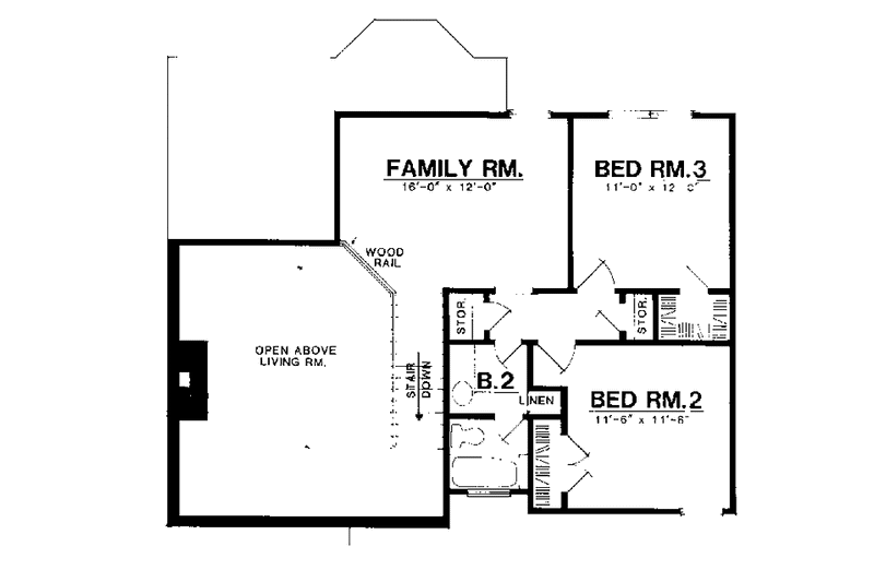 Home Plan - Floor Plan - Upper Floor for Mediterranean House Plan #40-449 - 3 bed, 2 bath