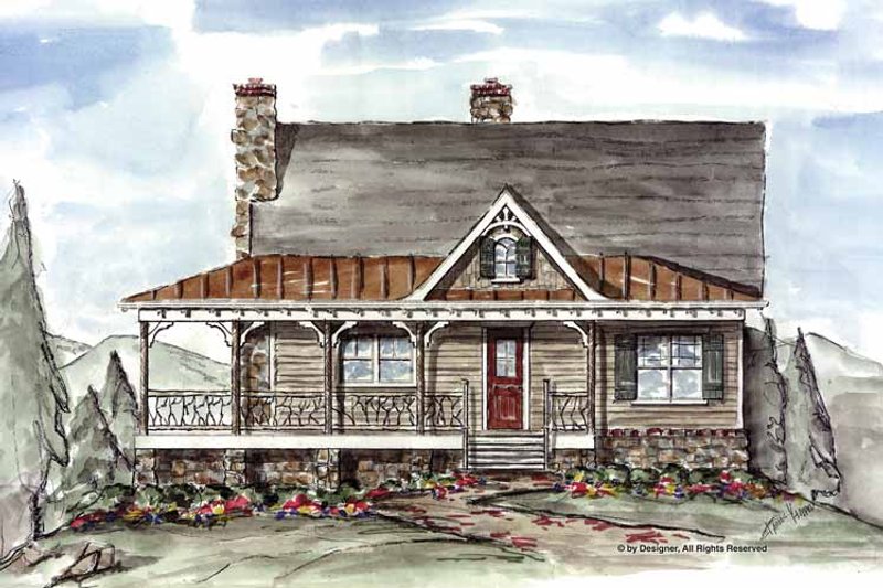 House Blueprint - Exterior - Front Elevation 3 for Craftsman House Plan #54-310 - 3 bed, 2 bath