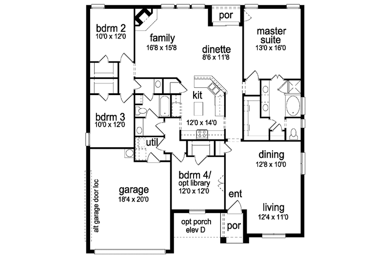 Home Plan - Floor Plan - Main Floor for Ranch House Plan #84-760 - 4 bed, 2 bath
