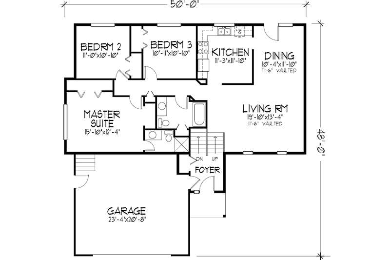 Home Plan - Floor Plan - Main Floor for Prairie House Plan #320-1424 - 3 bed, 2 bath