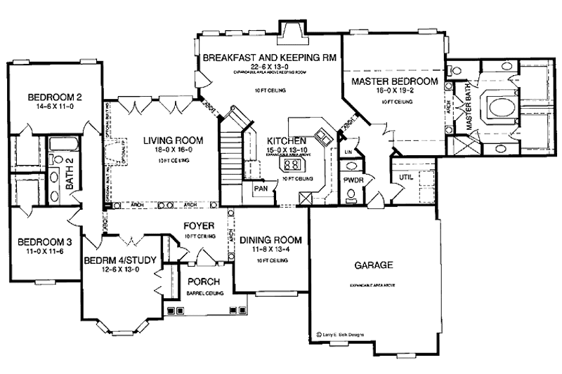 Dream House Plan - Floor Plan - Main Floor for Ranch House Plan #952-71 - 4 bed, 2.5 bath