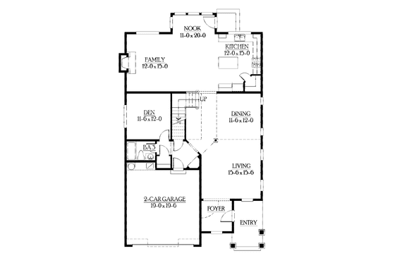 Floor Plan - Main Floor for Craftsman House Plan #132-403 - 3 bed, 2.5 bath