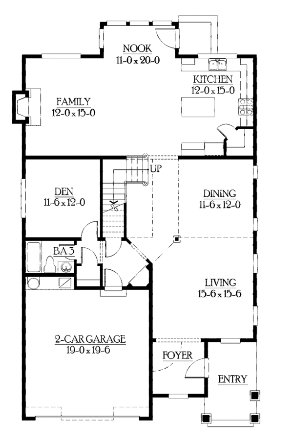 Home Plan - Craftsman Floor Plan - Main Floor Plan #132-403