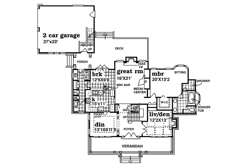 Architectural House Design - Floor Plan - Main Floor for Craftsman House Plan #47-948 - 4 bed, 3.5 bath