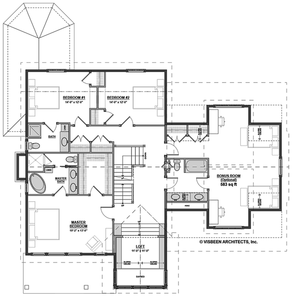 Traditional Floor Plan - Upper Floor Plan #928-299
