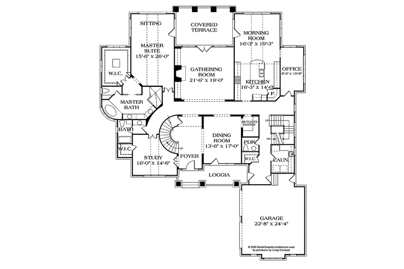 Home Plan - Floor Plan - Main Floor for Craftsman House Plan #453-382 - 4 bed, 4.5 bath