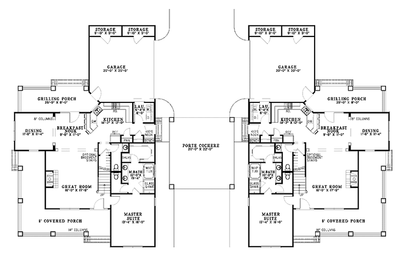 House Design - Floor Plan - Main Floor for Country House Plan #17-2830 - 10 bed, 6 bath