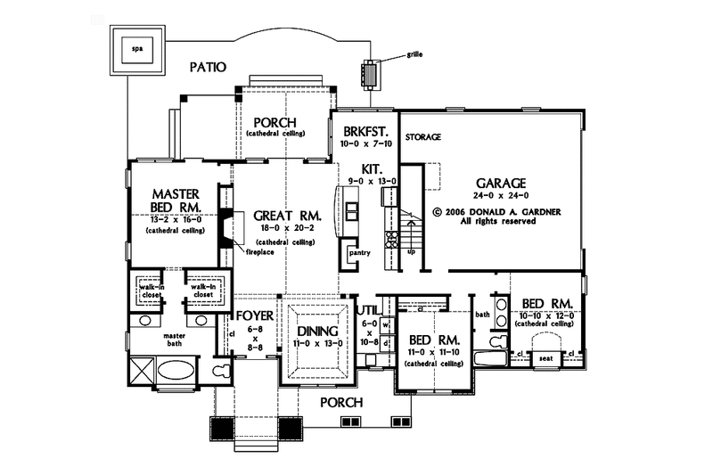 House Design - Floor Plan - Main Floor for Craftsman House Plan #929-875 - 3 bed, 2 bath