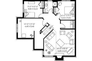 Floor Plan - Lower Floor for Country House Plan #23-2389 - 4 bed, 2 bath