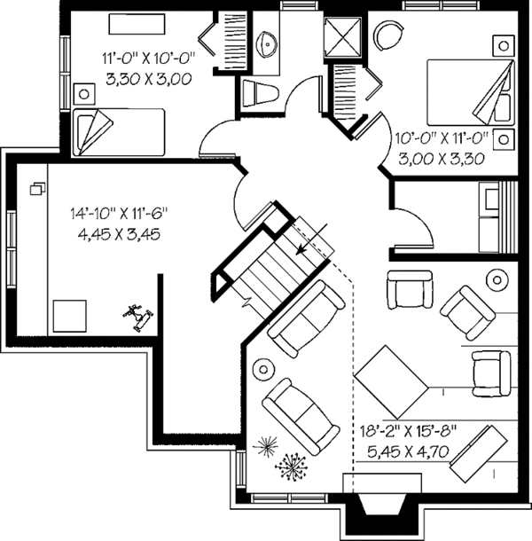 House Design - Country Floor Plan - Lower Floor Plan #23-2389
